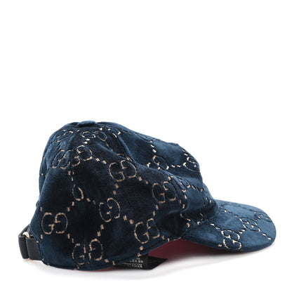 Gucci Velvet GG Monogram Baseball Hat M Blue 8 of 9