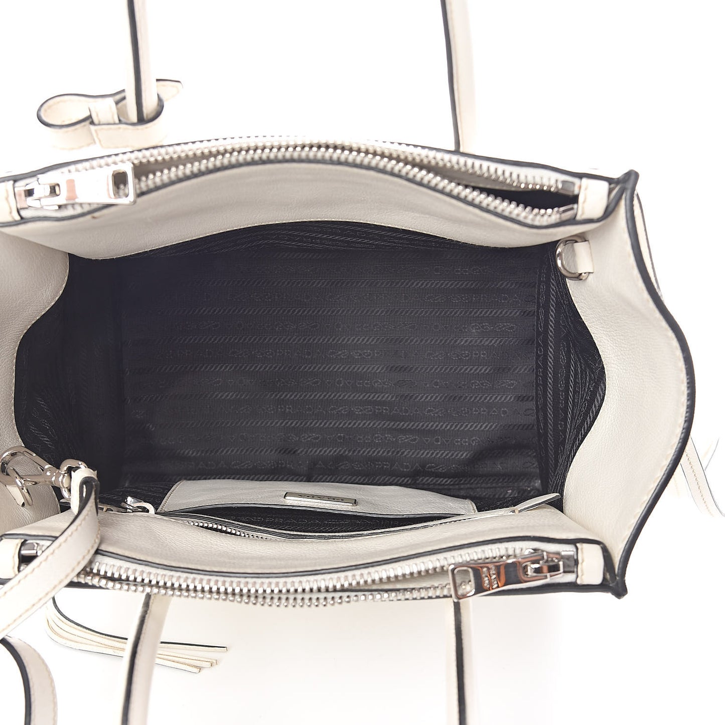 Glace Calf Studded Twin Pocket Tote White
