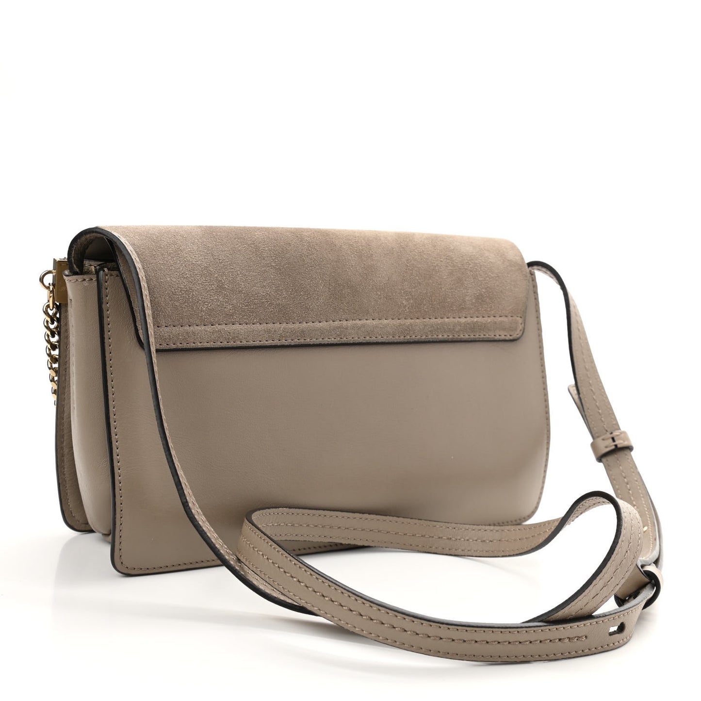Suede Calfskin Small Faye Shoulder Bag Motty Grey
