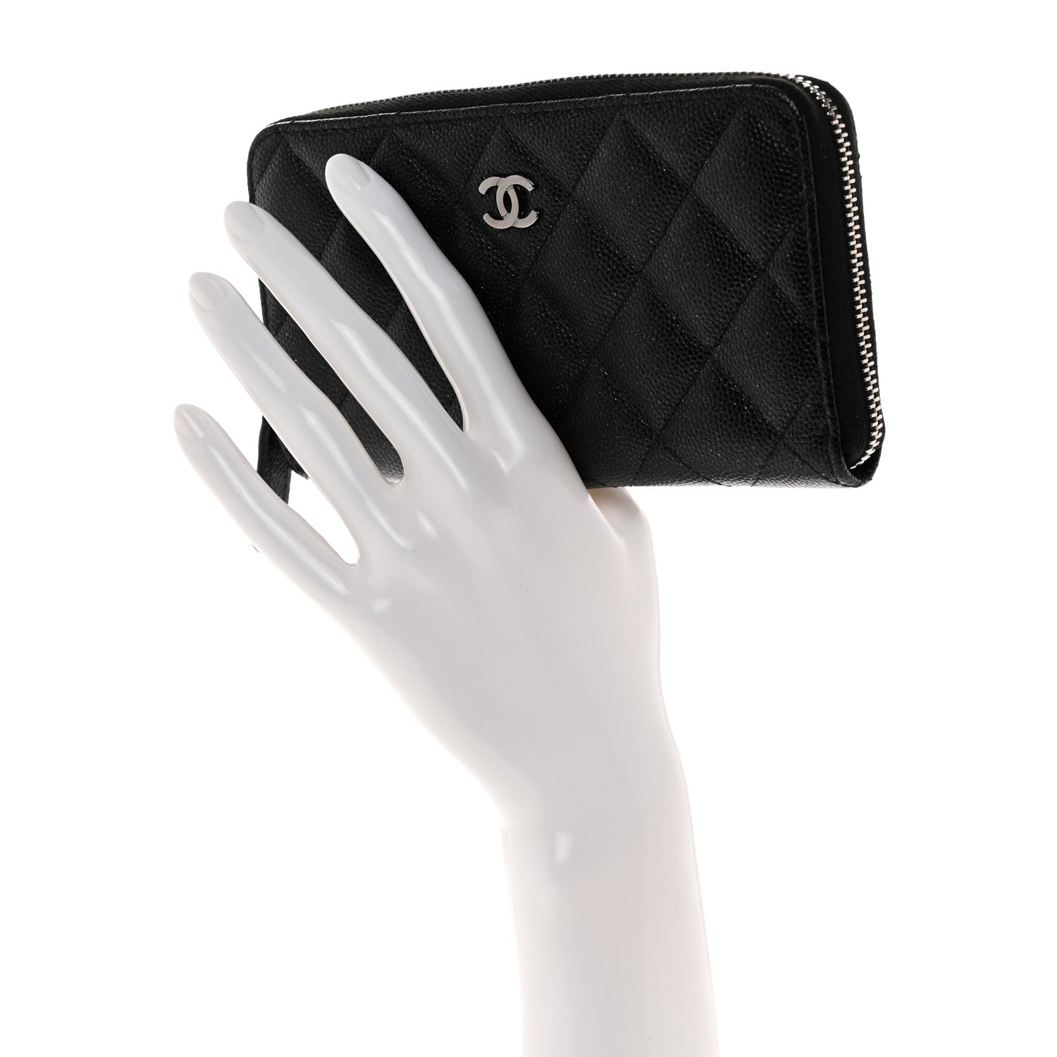 Chanel Iridescent Caviar Quilted Medium Zip Around Wallet Black 2 of 9