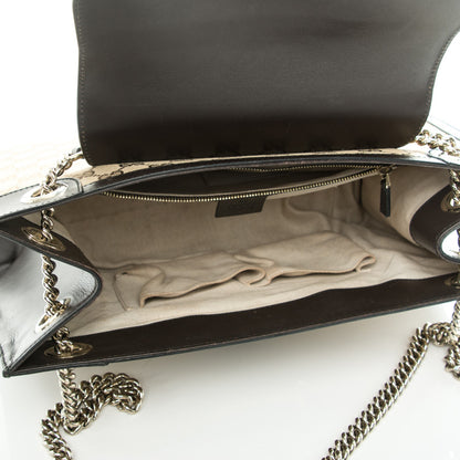 Gucci Monogram Margaux Calfskin Large Emily Chain Shoulder Bag Beige Ebony Cocoa 5 of 10