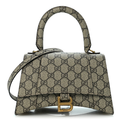 Balenciaga X GUCCI GG Supreme Monogram Small Hourglass Top Handle Bag Beige Ebony 1 of 11