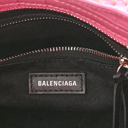 Balenciaga Shiny Supple Calfskin Crocodile Embossed Classic Silver Hardware Mini City Baby Pink 6 of 10
