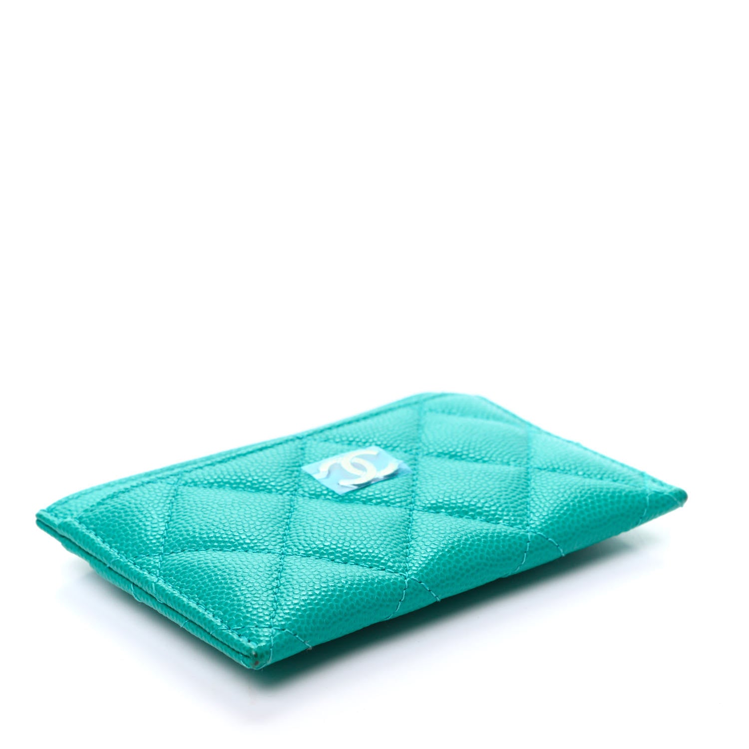 Chanel Caviar Quilted Card Holder Turquoise 4 of 8