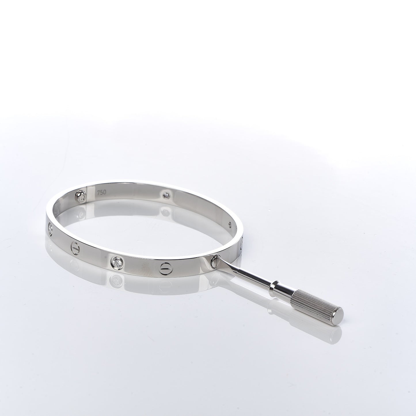 18K White Gold 4 Diamond LOVE Bracelet 19