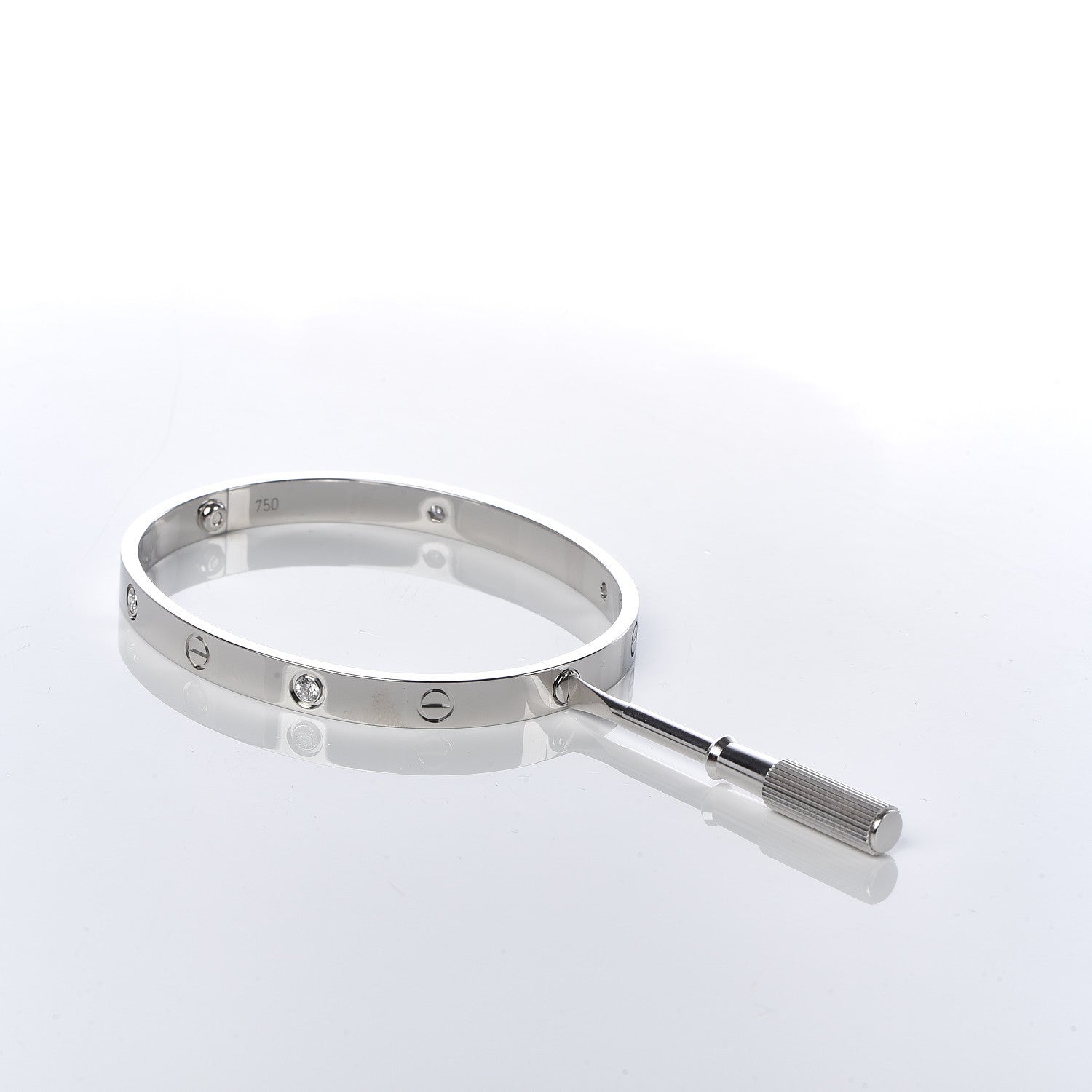 Cartier 18K White Gold 4 Diamond LOVE Bracelet 19 4 of 7