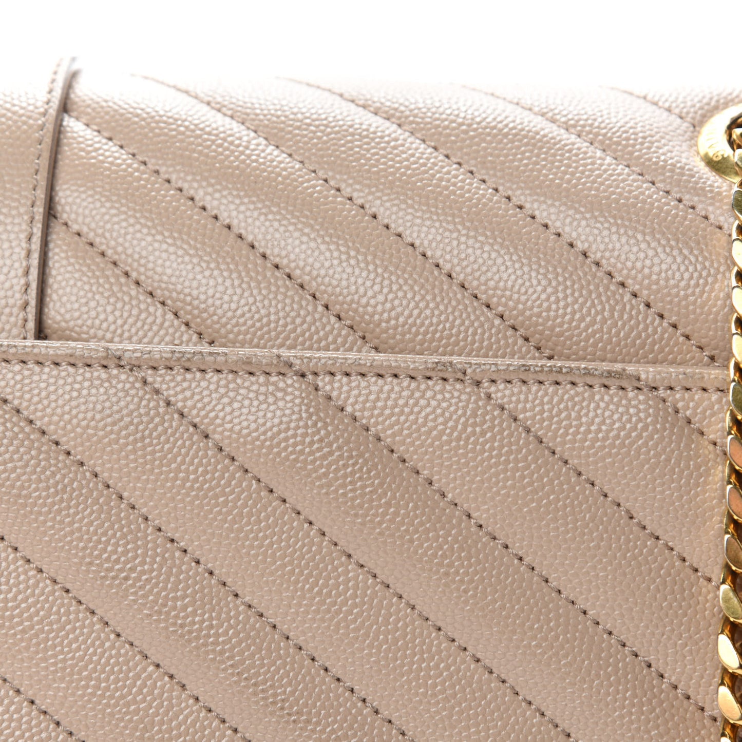 Grain De Poudre Matelasse Chevron Large Monogram Satchel Beige