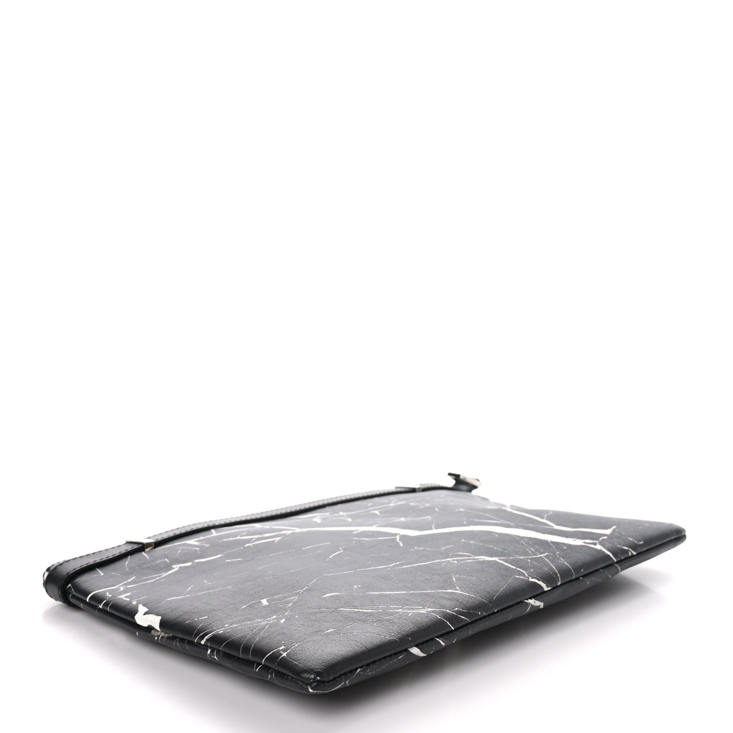 Calfskin Marble Print Document Case Black White