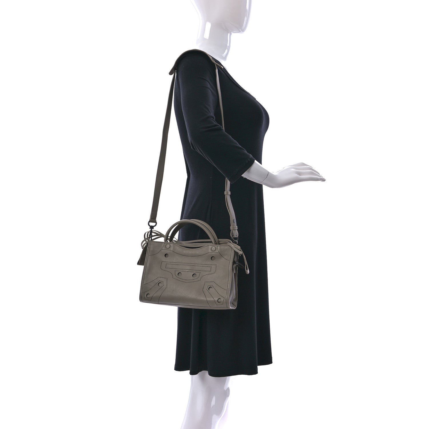 Balenciaga Veau Soyeux Perforated Blackout Hardware Nano City Gris Cendre 2 of 9