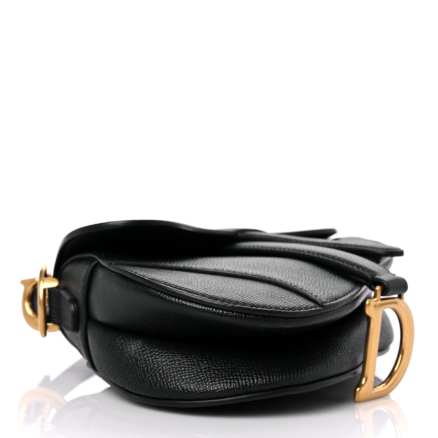 Grained Calfskin Mini Saddle Bag Black