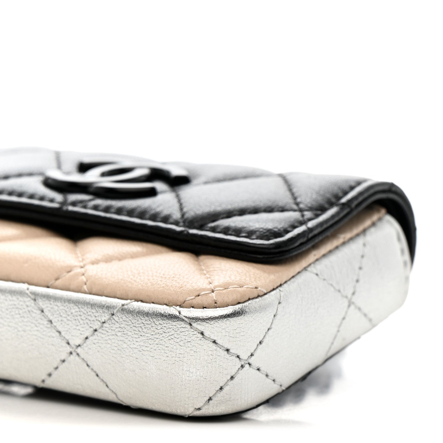 Chanel Lambskin Quilted Mini Chain Belt Bag Black Beige Multicolor 11 of 14