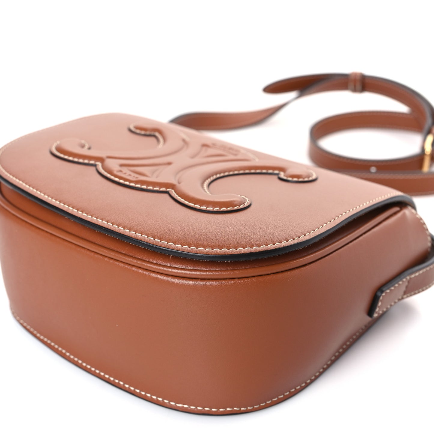 Smooth Calfskin Cuir Triomphe Folco Crossbody Bag Tan