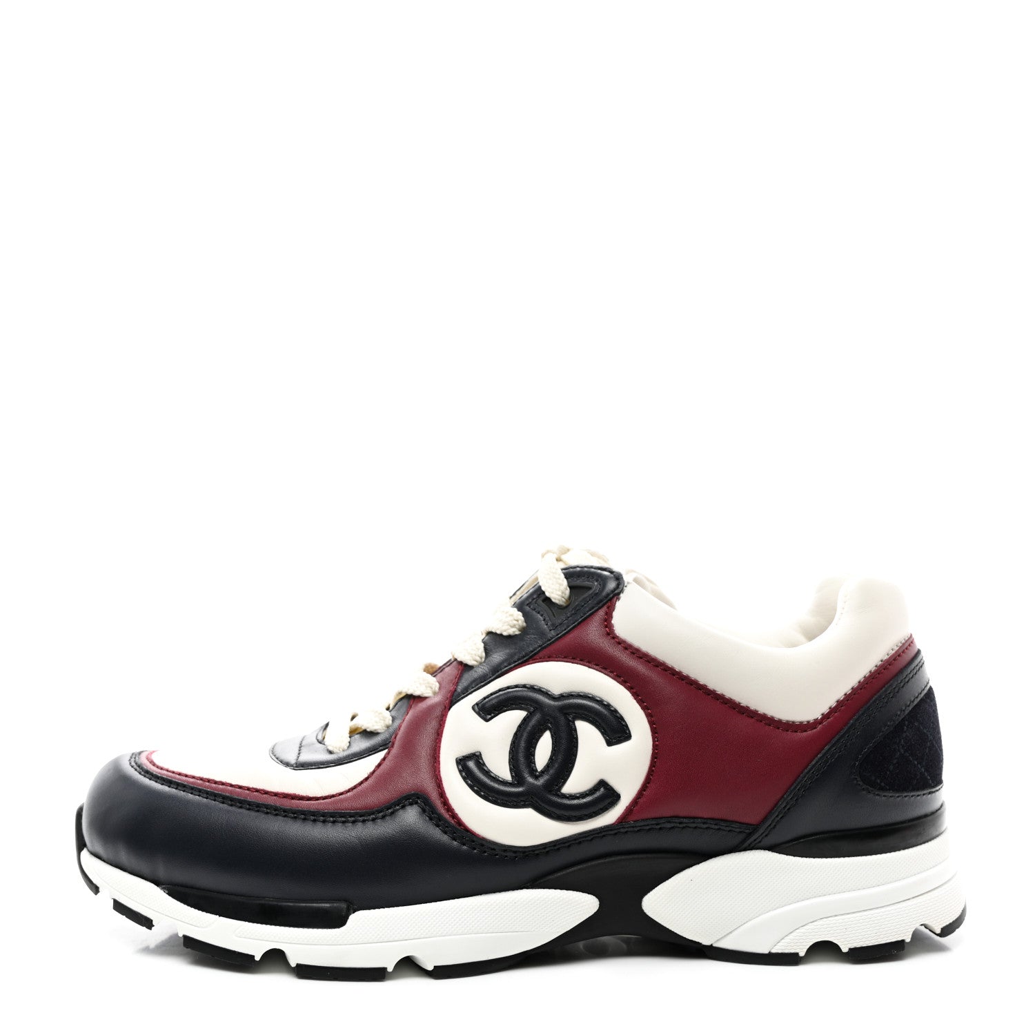 Chanel Calfskin CC Sneakers 40 Burgundy White 1 of 10