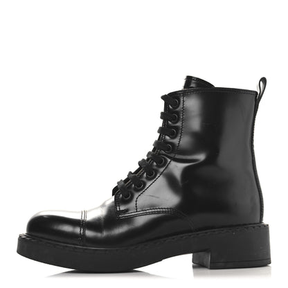 Prada Spazzolato Chocolate 50mm Combat Boots 38 Black 1 of 9