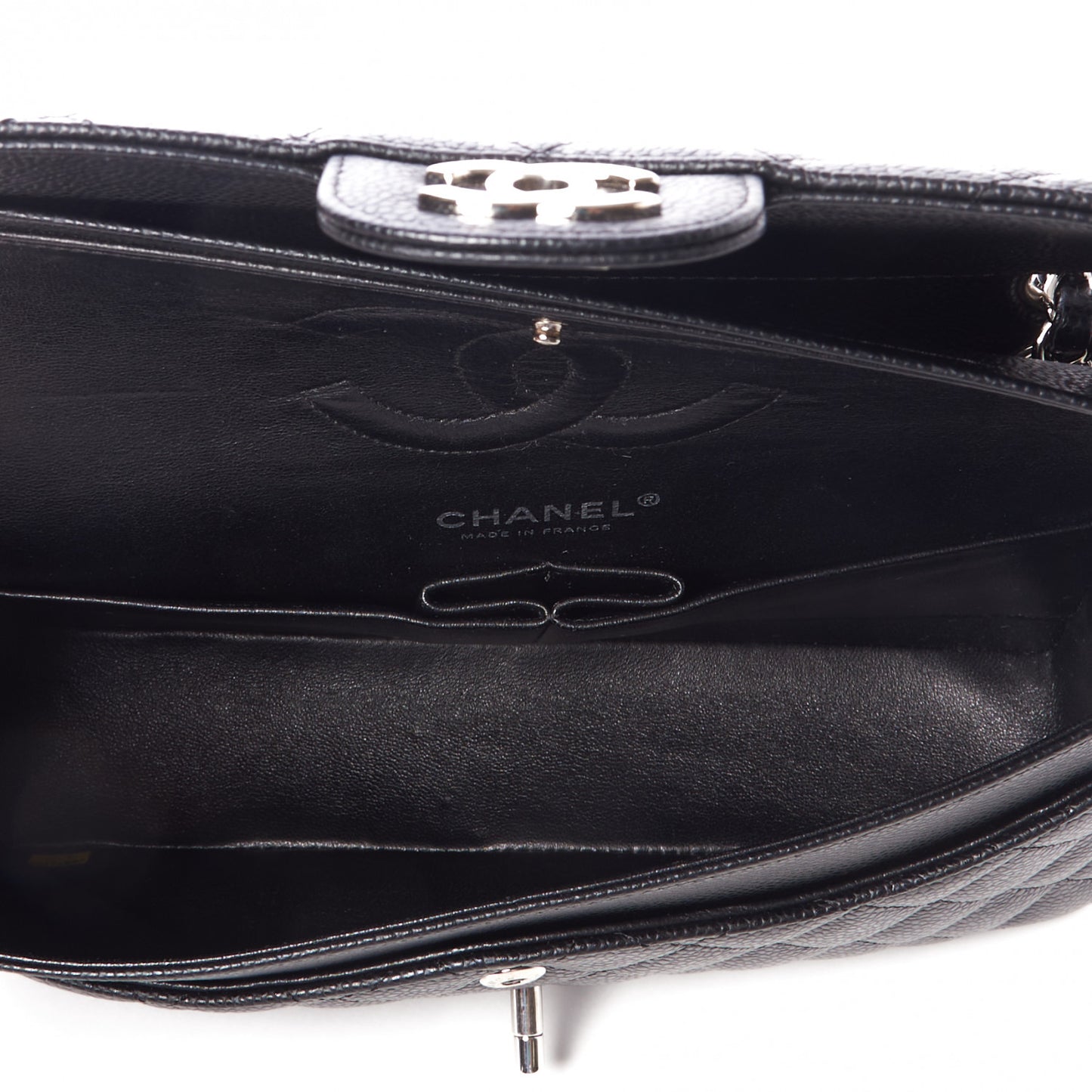 Caviar Quilted Medium Double Flap Black