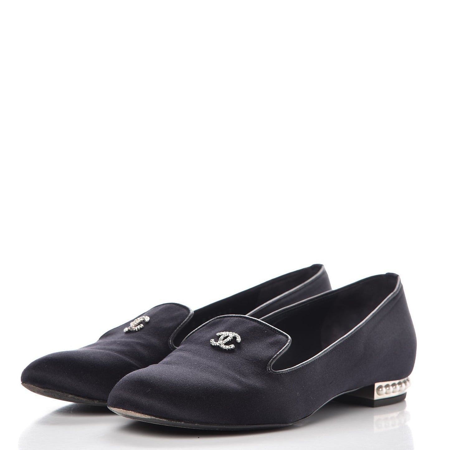 Satin Pearl CC Loafers 36.5 Black