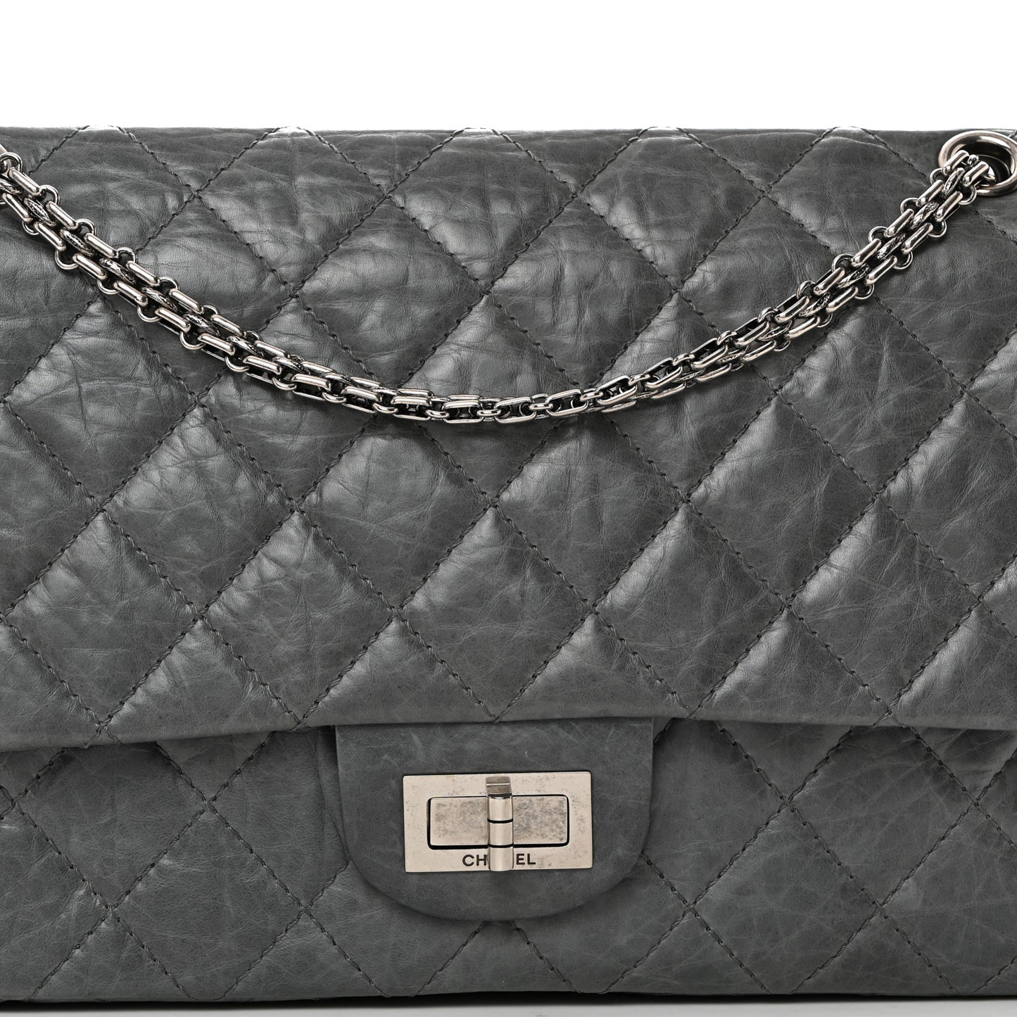 Aged Calfskin Quilted 50th Anniversary 2.55 Reissue 227 Flap Grey
