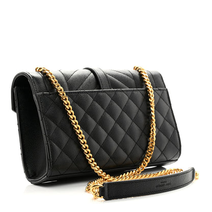 Saint Laurent Grain De Poudre Textured Mixed Matelasse Triquilt Small Monogram Satchel Black 2 of 10