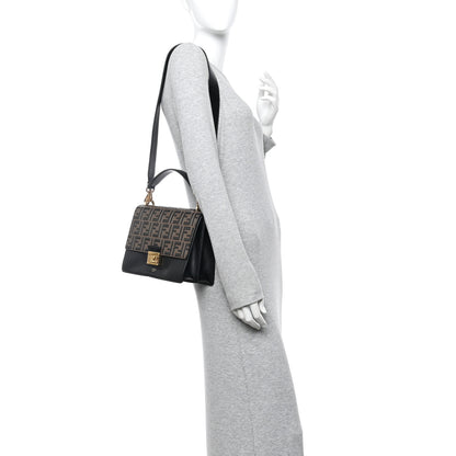 Fendi Vitello Liberty Bi-Color FF 1974 Embossed Kan U Shoulder Bag Black Maya 2 of 10