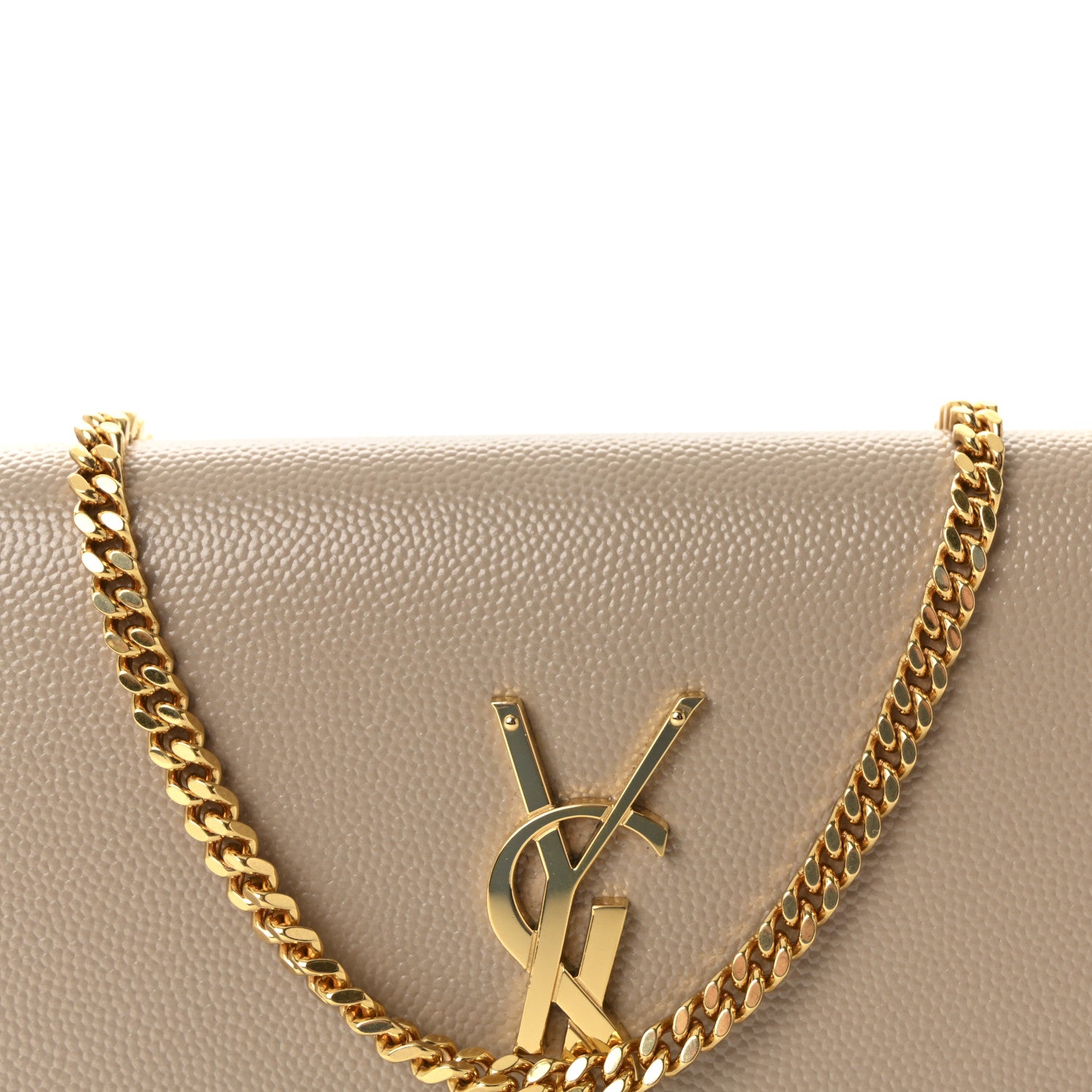 Saint Laurent Grain De Poudre Monogram Uptown Chain Wallet Dark Beige 7 of 10