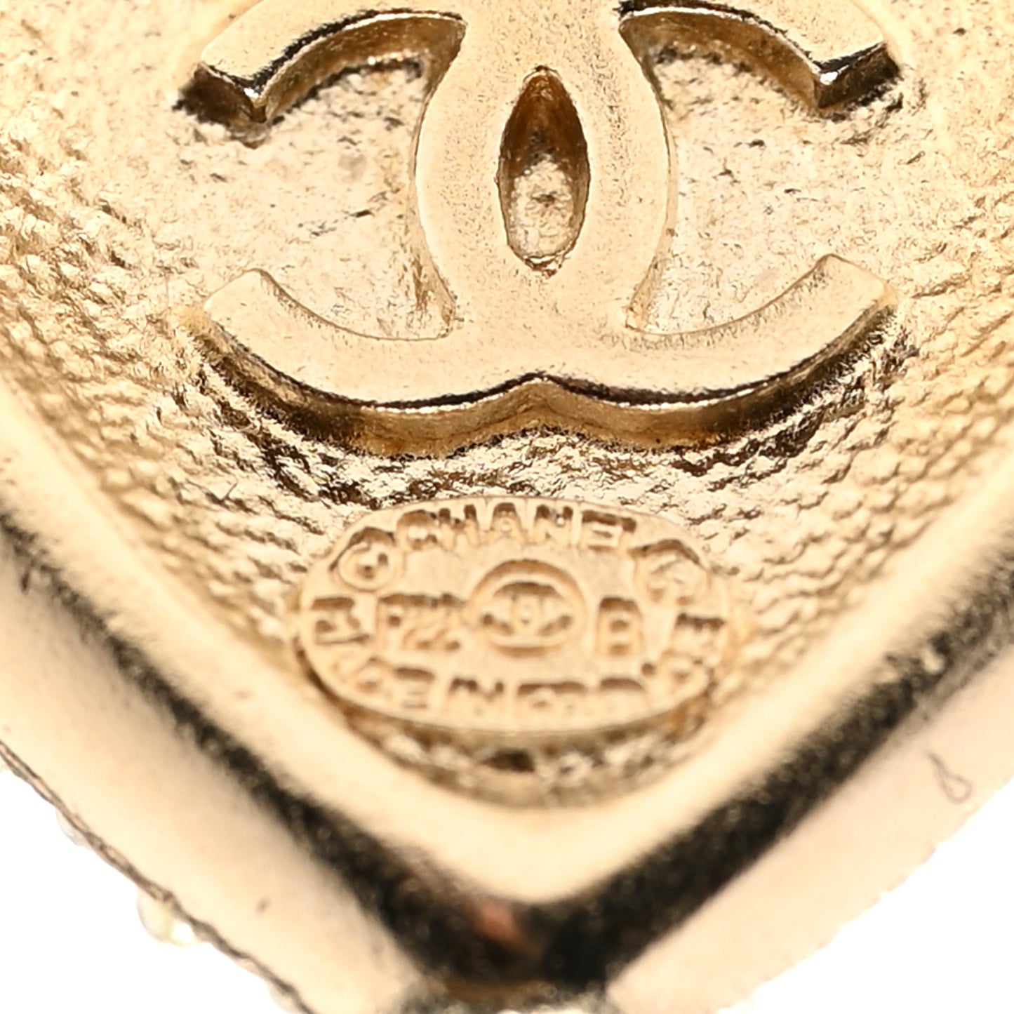 Pearl Crystal CC Heart Earrings Gold White