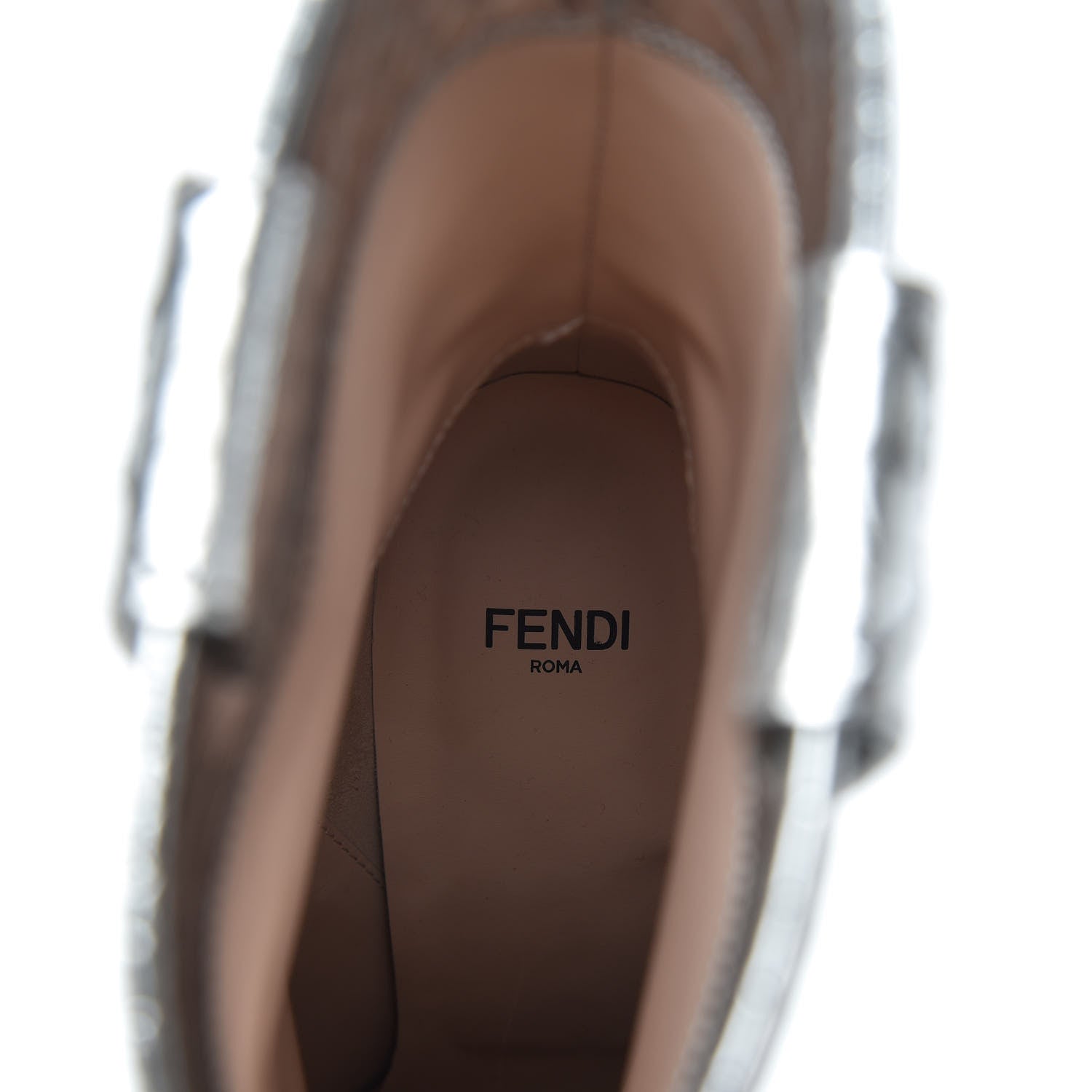 Fendi Metallic Calfskin Crocodile Embossed Cutwalk Ankle Boots 38.5 Silver 5 of 6