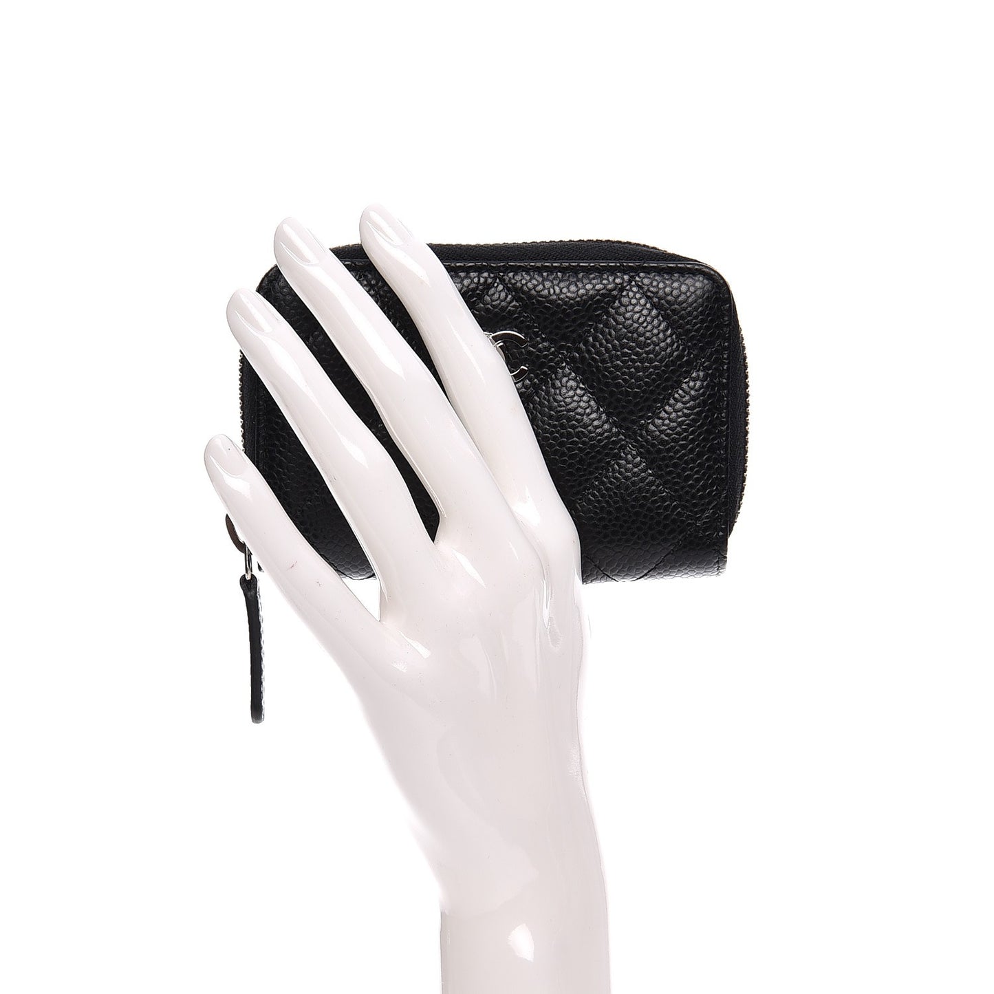 Caviar Quilted Zip Coin Purse Black
