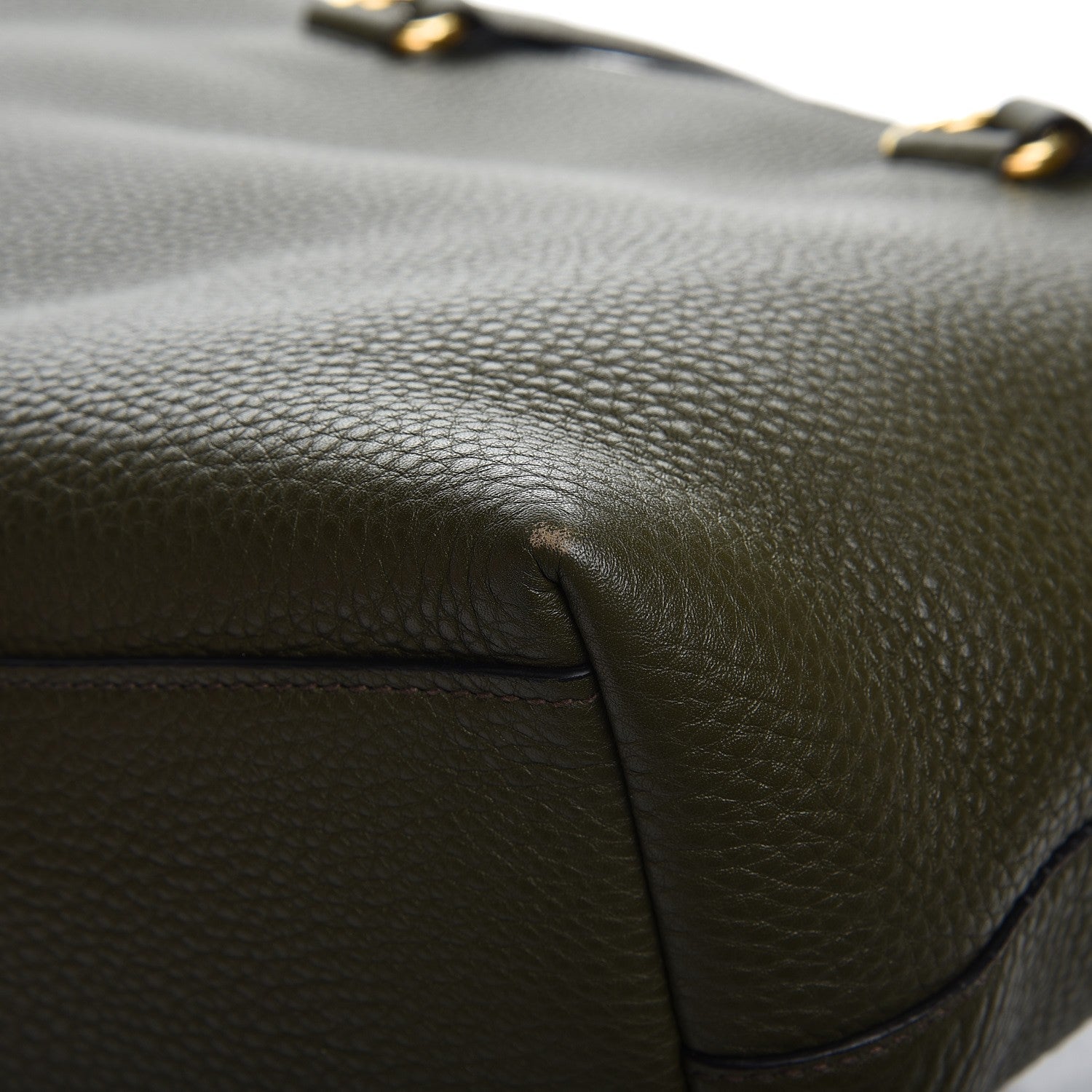 Prada Vitello Daino Logo Tote Dark Green 12 of 12