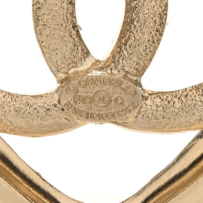 Chanel Metal Crystal CC Logo Heart Brooch Gold 4 of 5