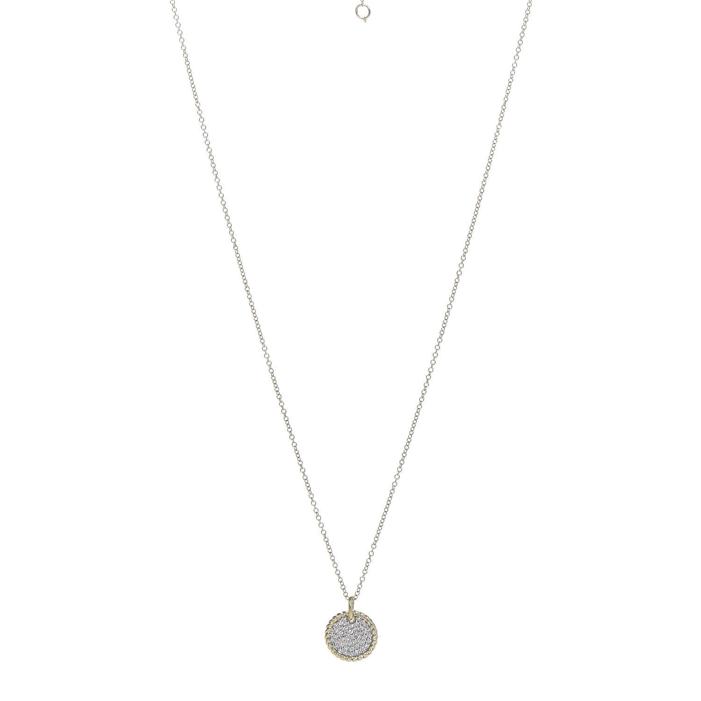 18K Yellow Gold Diamond Cable Collectibles Pave Charm Pendant Necklace