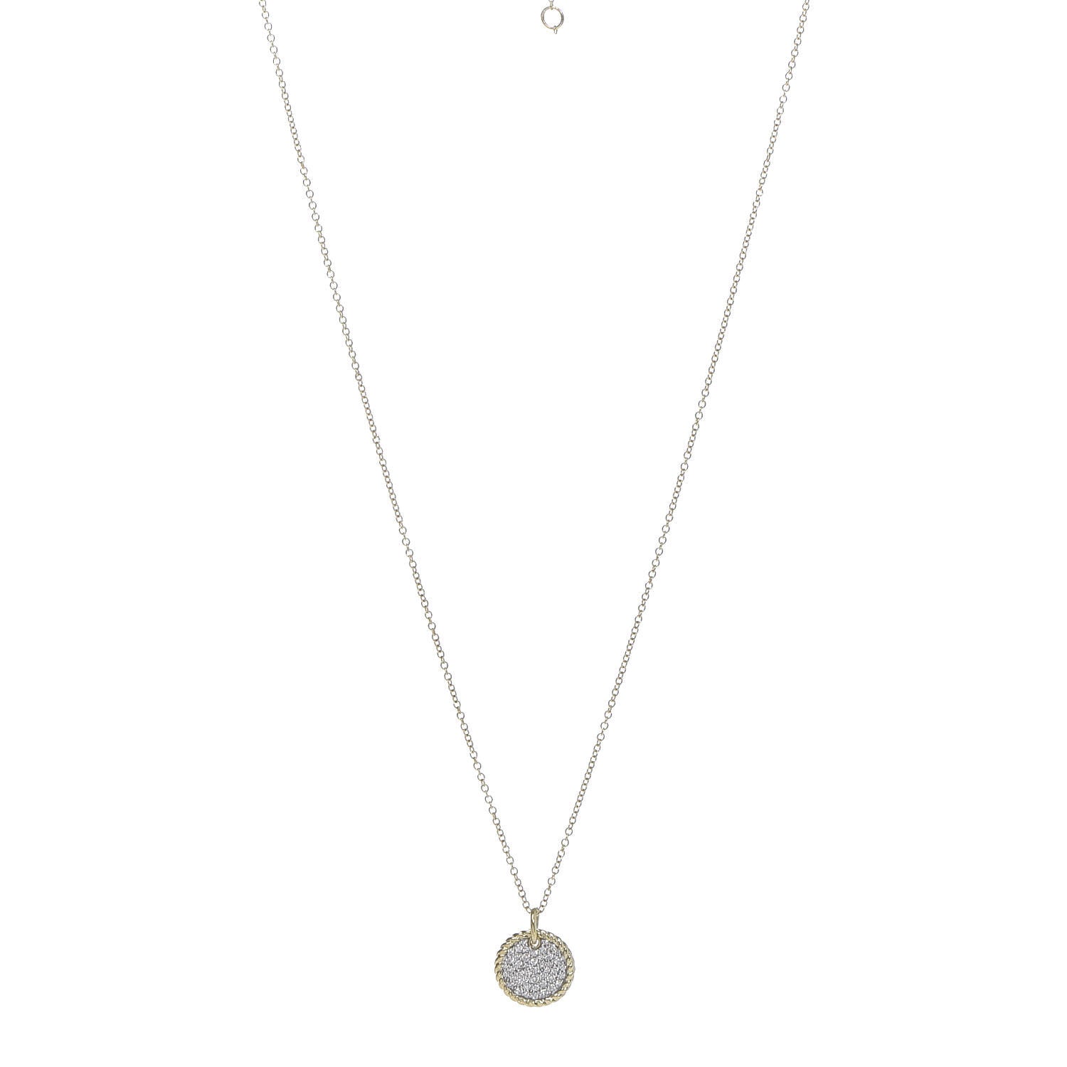 David Yurman 18K Yellow Gold Diamond Cable Collectibles Pave Charm Pendant Necklace 1 of 6