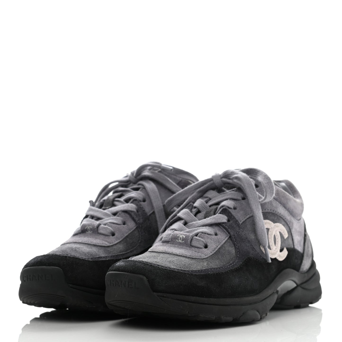 Suede Calfskin CC Sneakers 37 Black