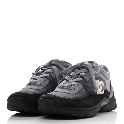 Chanel Suede Calfskin CC Sneakers 37 Black 3 of 13