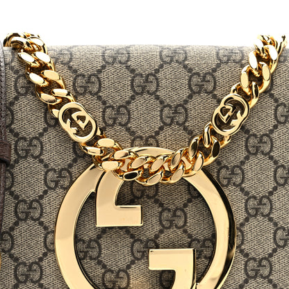 Gucci GG Supreme Monogram Textured Dollar Calfskin Blondie Chain Shoulder Flap Bag Beige Ebony New Acero 7 of 9