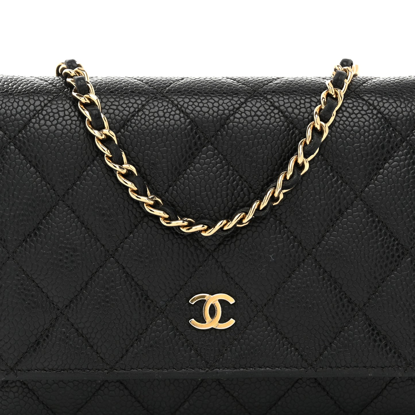 Caviar Quilted Wallet On Chain WOC Black