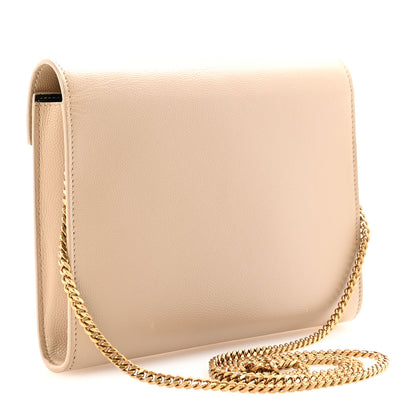 Saint Laurent Grain De Poudre Monogram Cassandra Chain Wallet Dark Beige 3 of 9