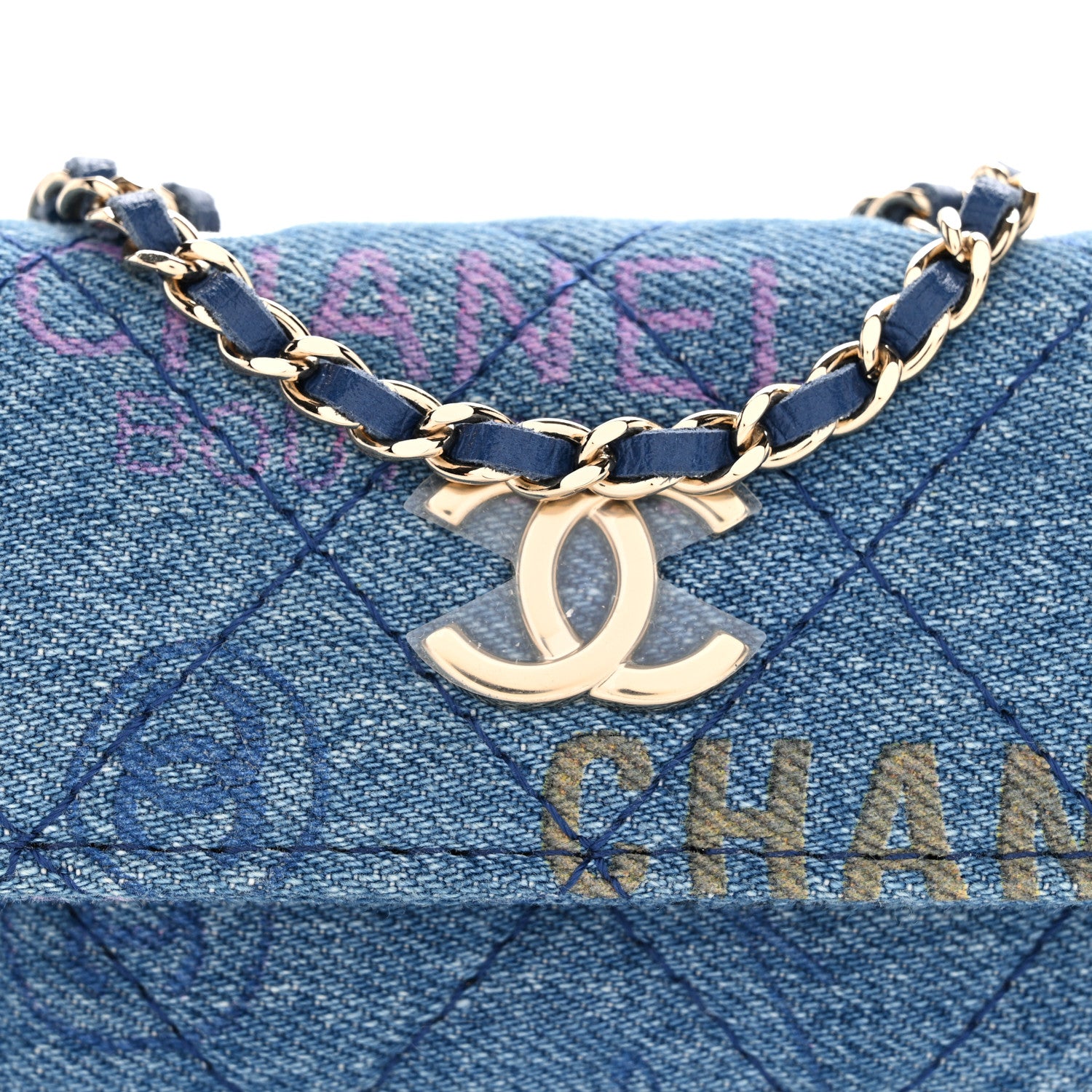 Chanel Denim Quilted Denim Mood Clutch With Chain Blue Multicolor 8 of 10