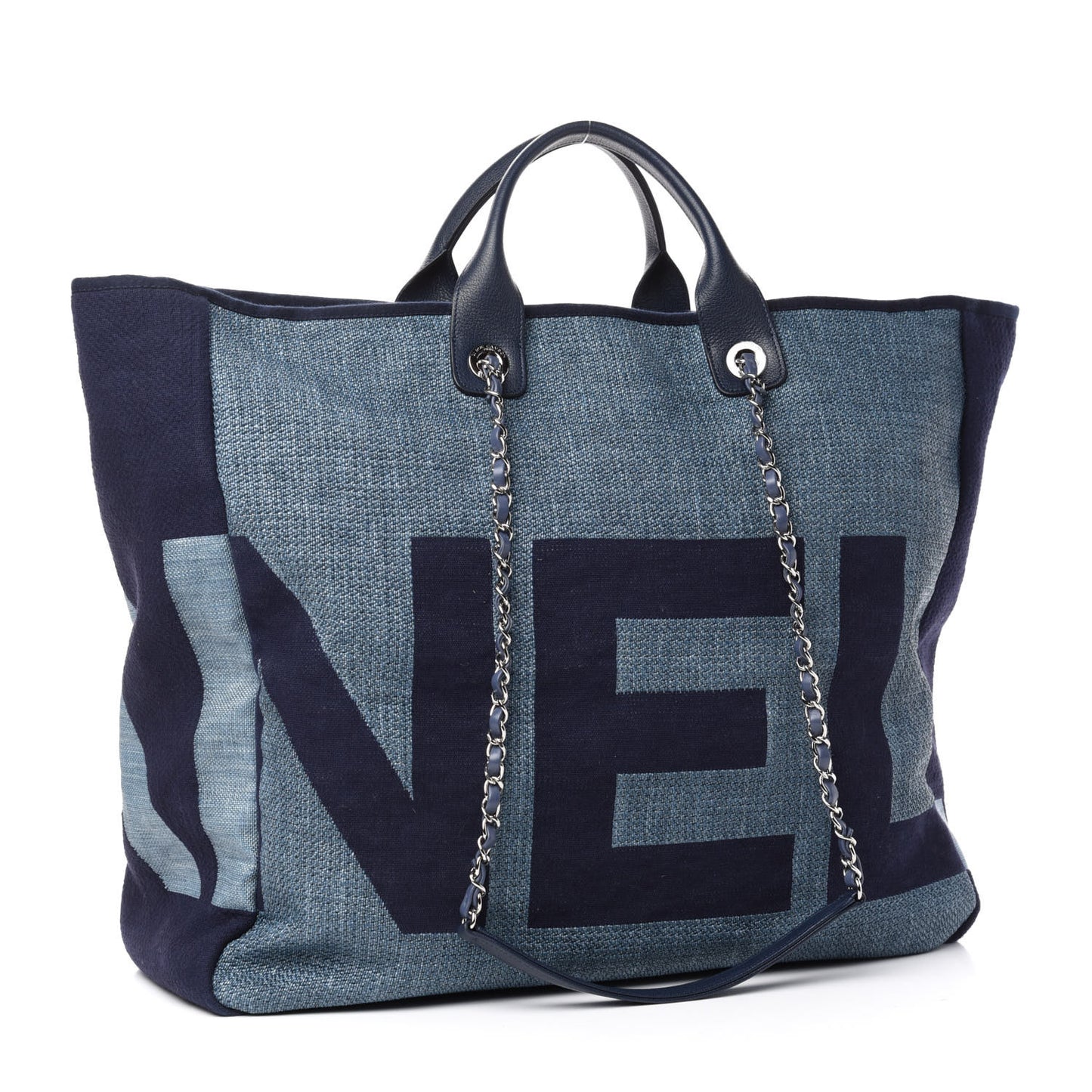 Canvas Large Shopping Tote Dark Blue