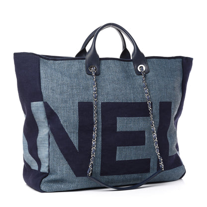 Chanel Canvas Large Shopping Tote Dark Blue 3 of 10