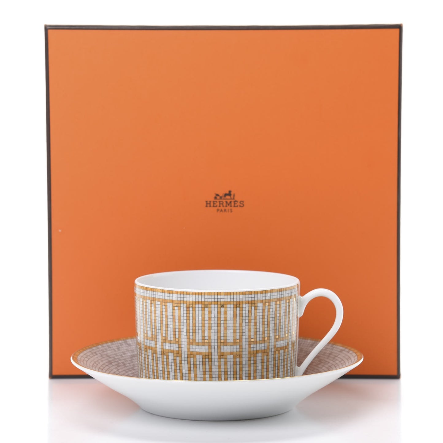 Porcelain Mosaique Au 24 Gold Breakfast Cup and Saucer