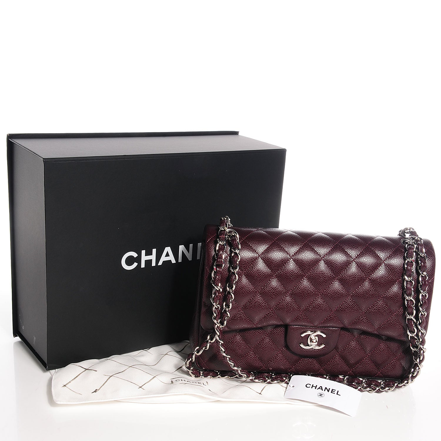 Chanel Caviar Quilted Jumbo Double Flap Burgundy 5 of 9