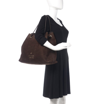 Gucci Nubuck Large Braided Handle Gifford Tote Brown 2 of 10