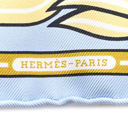 Hermes Silk Quadrige II Nano Scarf 20 Bleu Ciel Gold Bleu Jean 2 of 3