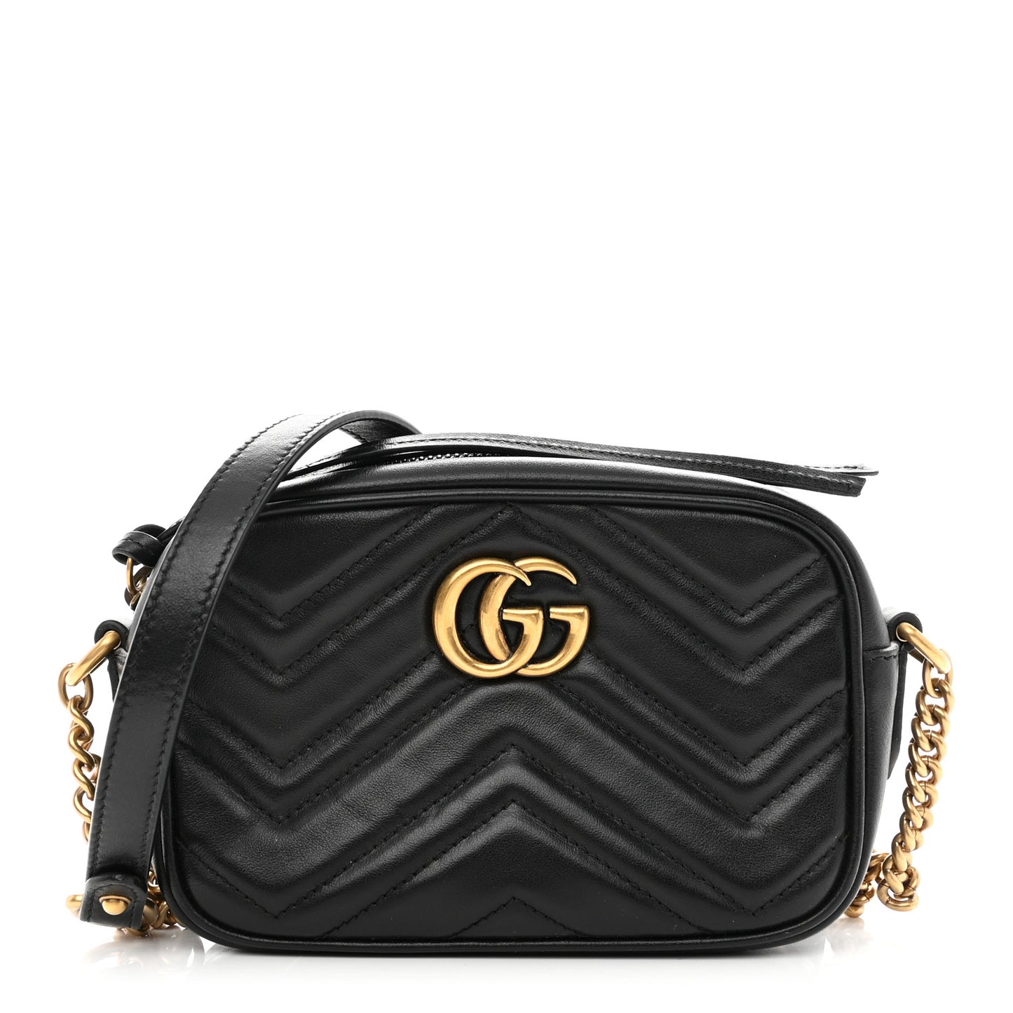 Calfskin Matelasse Mini GG Marmont Chain Shoulder Bag Black
