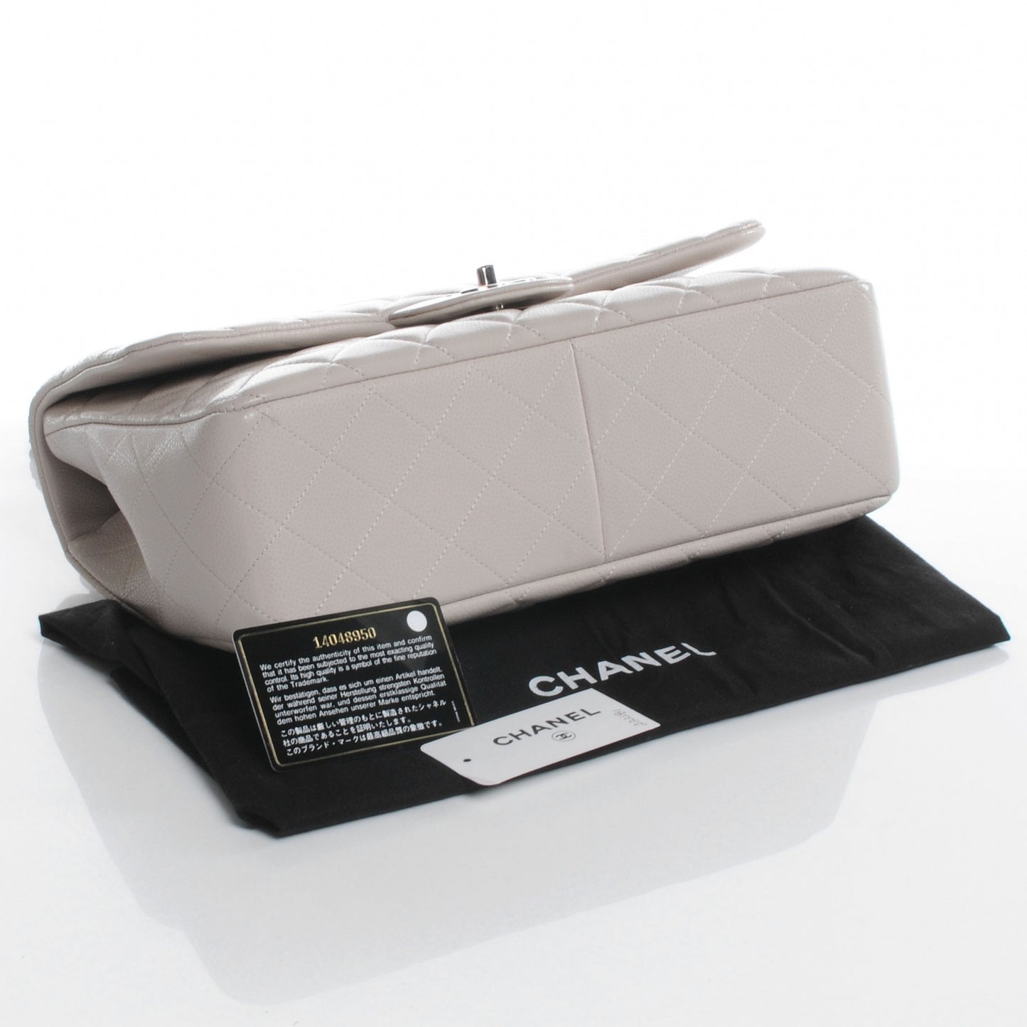 Caviar Jumbo Single Flap Ecru