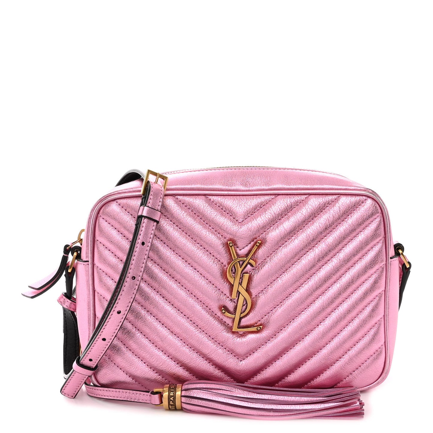 Metallic Calfskin Matelasse Monogram Lou Camera Bag Vegas Pink