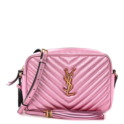 Saint Laurent Metallic Calfskin Matelasse Monogram Lou Camera Bag Vegas Pink 1 of 11