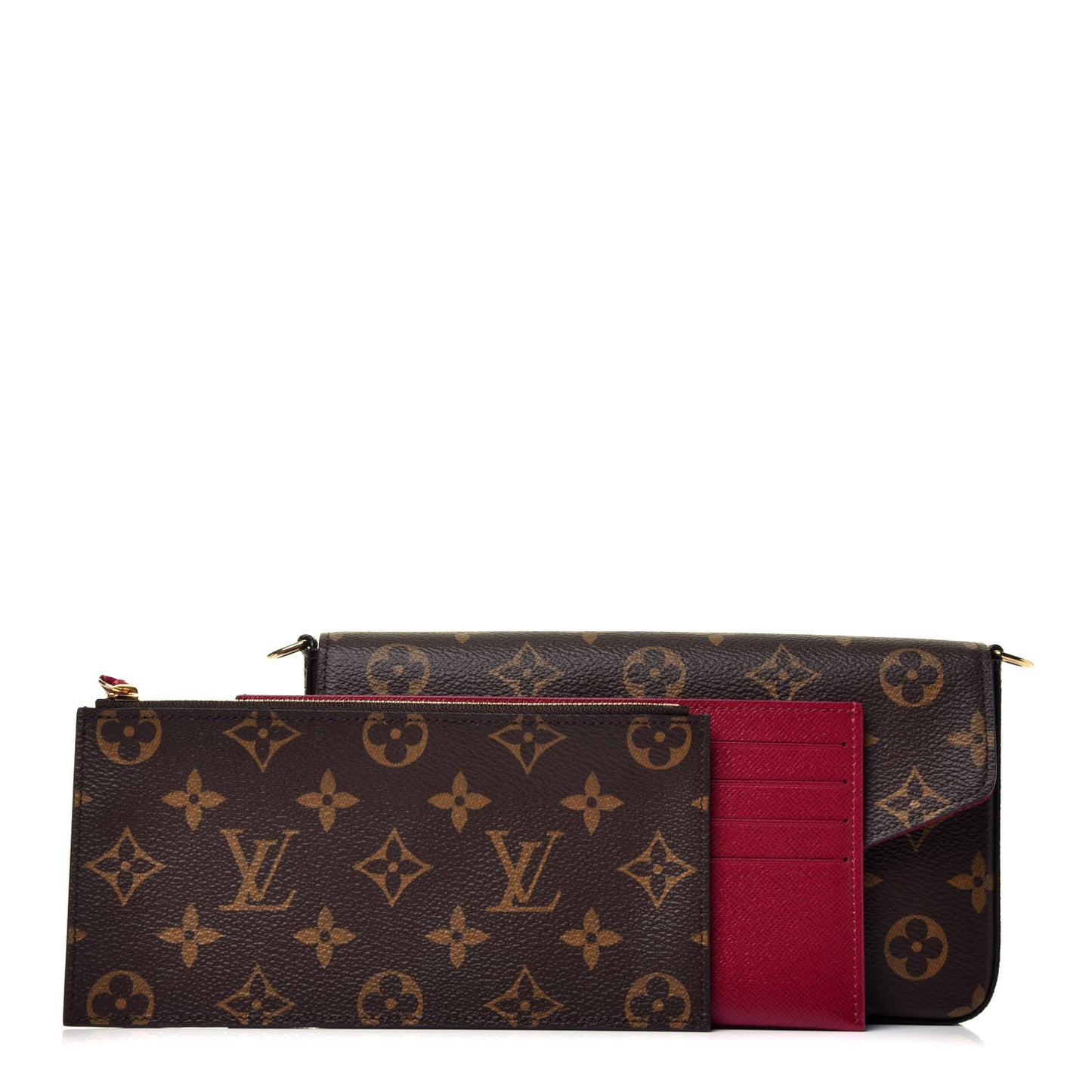 Monogram Pochette Felicie Chain Wallet Fuchsia