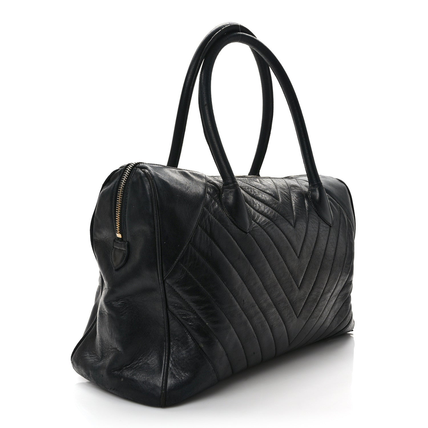 Chanel Lambskin Chevron Boston Black 3 of 12