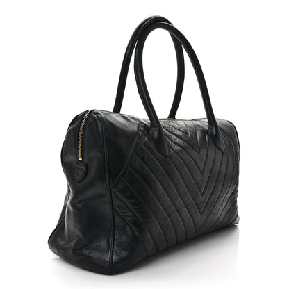 Chanel Lambskin Chevron Boston Black 3 of 12
